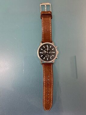 Men's Michael Kors 43mm MK8309 Scout Chronograph Black Dial Brown Leather Watch